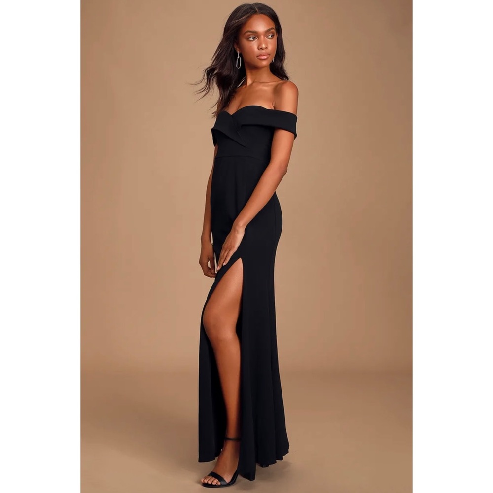 Song of Love Black Off-the-Shoulder Maxi Dress